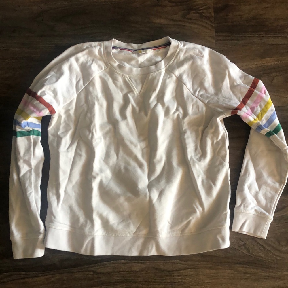 Cute Cream Rainbow Cotton Boden Sweatshirt Size Medium